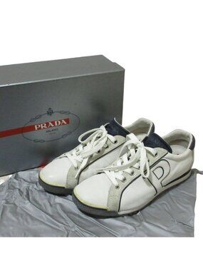 Prada Sports Leather Sneakers 7 Off White